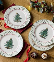 Spode Christmas Tree Polka Dot Dessert Plates, Set of 4