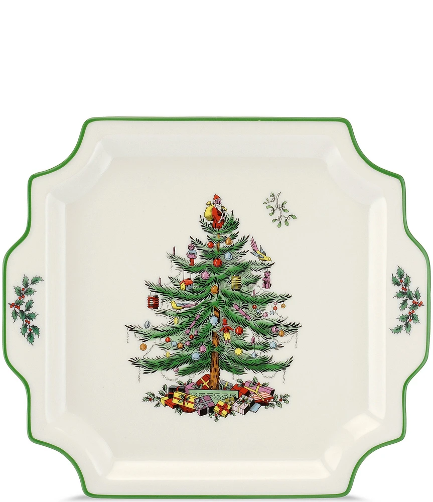 Spode Christmas Tree Square Handled Platter