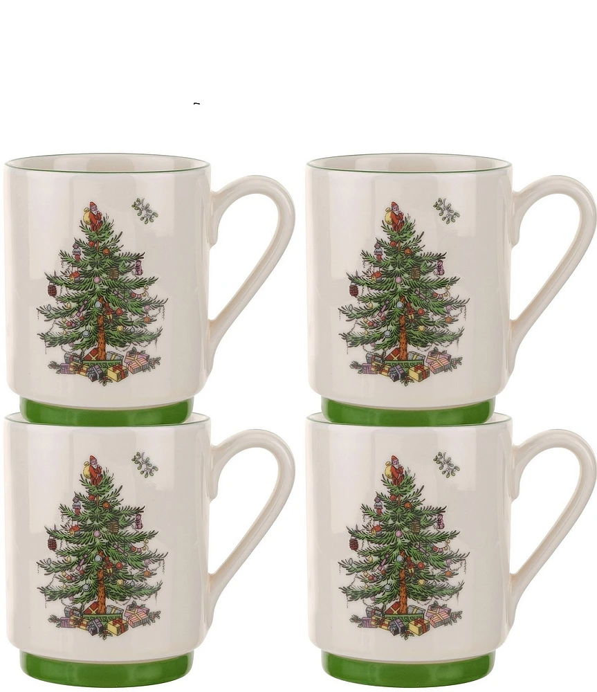 Spode Christmas Tree Stacking Mugs Set of 4