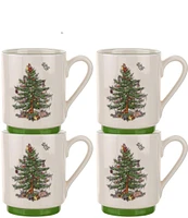 Spode Christmas Tree Stacking Mugs Set of 4