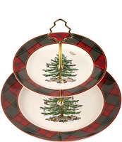 Spode Christmas Tree Tartan 2 Tiered Server