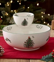 Spode Christmas Tree Tiered Chip and Dip Set