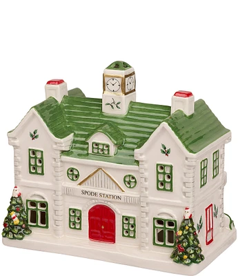 Spode Christmas Tree Train Station Village Figurine