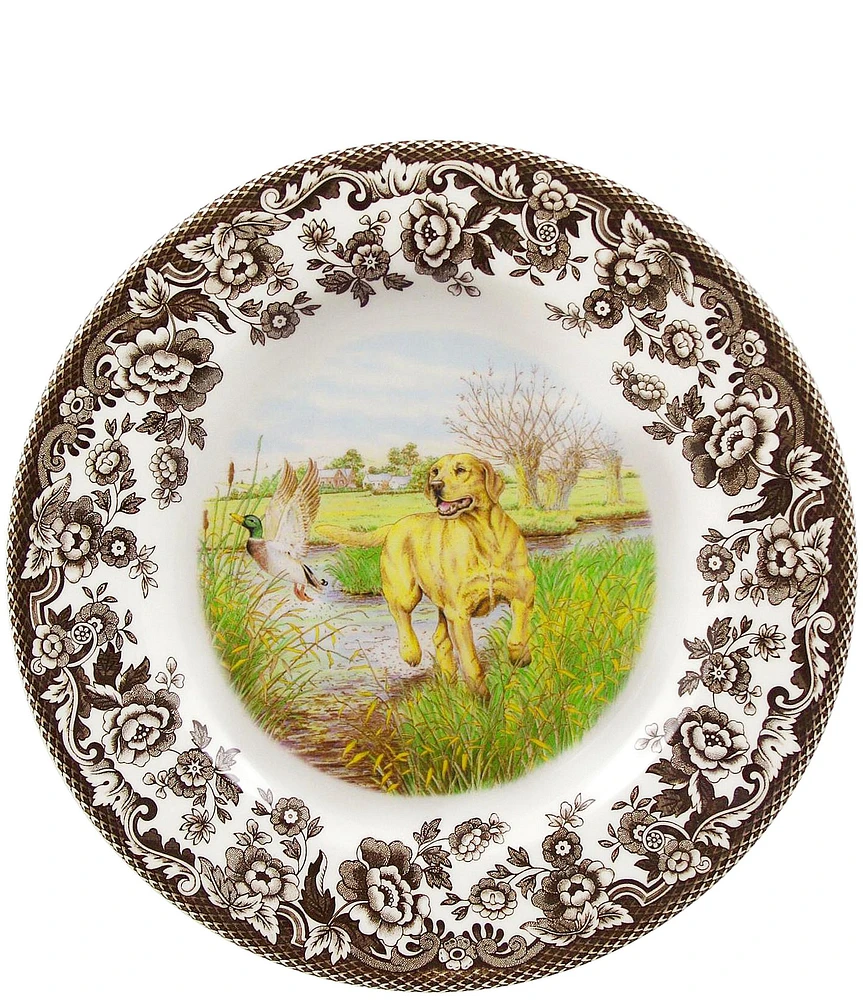 Spode Woodland Hunting Dogs Yellow Labrador Retriever Salad Plate
