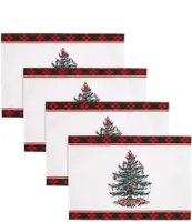 Spode Holiday Tartan Collection Christmas Tree Placemats, Set of 4