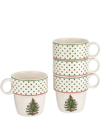 Spode Polka Dot Stackable Mugs, Set of 4