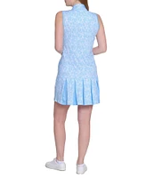 Sport Haley Arlette Printed Mock Neck Sleeveless Pleated Hem Dress
