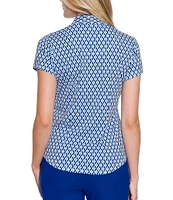 Sport Haley Bridget Contrast Print Collared Half Zip Short Sleeve Polo Top