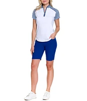 Sport Haley Bridget Contrast Print Collared Half Zip Short Sleeve Polo Top