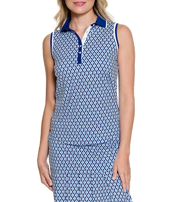 Sport Haley Bridget Printed Sleeveless Coordinating Collared Polo Tank