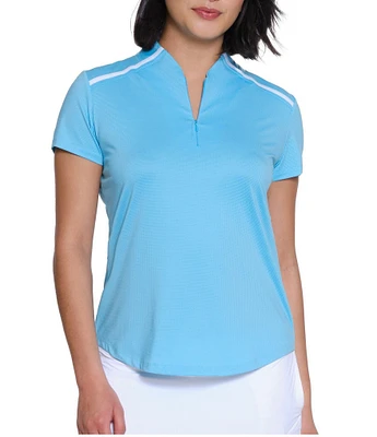 Sport Haley Cortina Collared Quarter Zip Short Sleeve Top