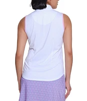 Sport Haley Gabby Mock Neck Sleeveless Contrast Trim Quarter-Zip Polo