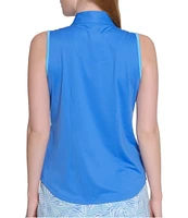 Sport Haley Gabby Mock Neck Sleeveless Contrast Trim Quarter Zip Polo