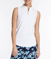 Sport Haley Mock Collar Quarter Zip Sleevesless Polo Shirt