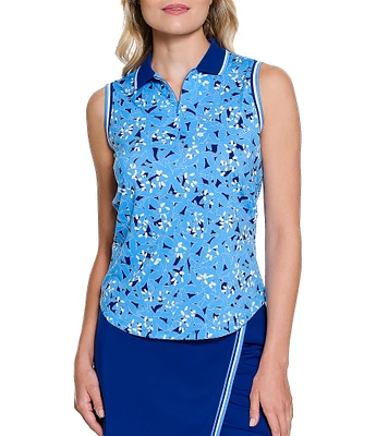 Sport Haley Peyton Printed Sleeveless Collared Polo Tank