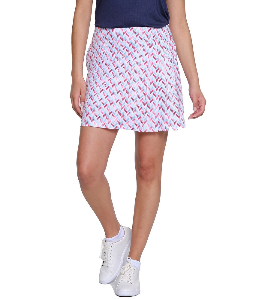 Sport Haley Prescott Printed A-Line Side Pleats Pull-On Skirt