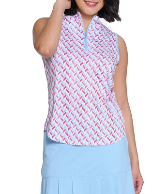 Sport Haley Prescott Printed Mockneck Sleeveless Top