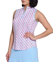 Sport Haley Prescott Printed Mockneck Sleeveless Top
