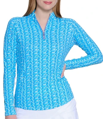 Sport Haley Print Tempo Quarter Zip Mock Neck Long Sleeve Pullover