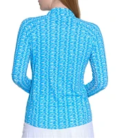 Sport Haley Print Tempo Quarter Zip Mock Neck Long Sleeve Pullover