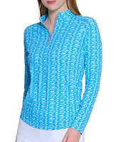 Sport Haley Print Tempo Quarter Zip Mock Neck Long Sleeve Pullover