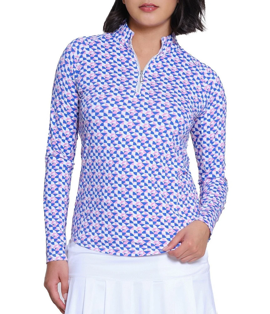 Sport Haley Printed Mock Neck Long Sleeve Shirt