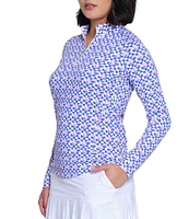 Sport Haley Printed Mock Neck Long Sleeve Shirt