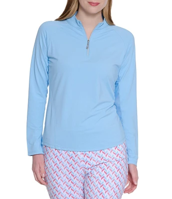 Sport Haley Sunscape UPF Mesh Long Sleeve Quarter Zip Mockneck Top