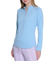 Sport Haley Sunscape UPF Mesh Long Sleeve Quarter Zip Mockneck Top