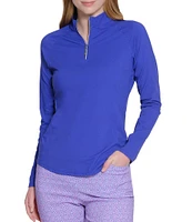 Sport Haley Sunscape UPF Mesh Long Sleeve Quarter Zip Mockneck Top
