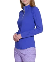 Sport Haley Sunscape UPF Mesh Long Sleeve Quarter Zip Mockneck Top