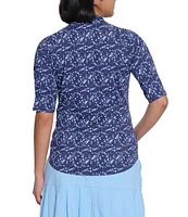 Sport Haley Tempo Printed Mock Neck Elbow Sleeve Top