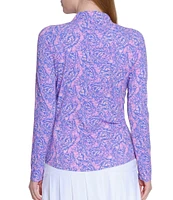 Sport Haley Tropical Multi Print Mock Neck Long Sleeve Shirt