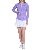 Sport Haley Tropical Multi Print Mock Neck Long Sleeve Shirt