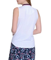 Sport Haley Vista Collared Sleeveless Contrast Trim Detail Quarter-Zip Polo