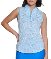 Sport Haley Wave Printed Quarter Zip Mock Neck Sleeveless Top