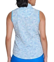 Sport Haley Wave Printed Quarter Zip Mock Neck Sleeveless Top
