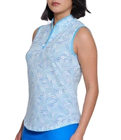 Sport Haley Wave Printed Quarter Zip Mock Neck Sleeveless Top