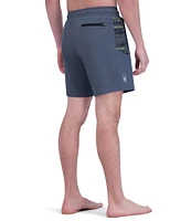 Spyder Brushed Print Color Blocked 7#double; Inseam Swim Trunks