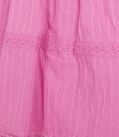 Lace Square Neck Short Flutter Sleeve Tiered Mini Dress