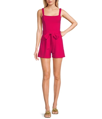 Moa Moa Square Neck Waist Tie Romper