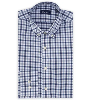 STANTT Performance Stretch Classic Fit Button Down Collar Gingham Print Oxford Dress Shirt