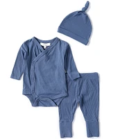 Starting Out Baby Boys Newborn-9 Months Kimono Knit Long Sleeve 3-Piece Rib Take Me Home Set