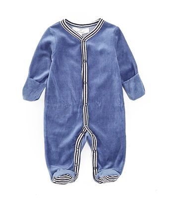 Starting Out Baby Boys Newborn-9 Months Polka Dot Velour Footie Coverall