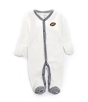 Starting Out Baby Boys Newborn-9 Months Round Neck Long Sleeve Embroidered Football Footie Coverall