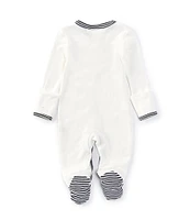 Starting Out Baby Boys Newborn-9 Months Round Neck Long Sleeve Embroidered Football Footie Coverall