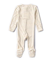 Starting Out Baby Newborn-9 Months Stripe Round Neck Long Sleeve Rib Knit Zip Footie Coverall