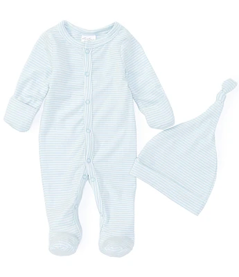 Starting Out Baby Boys Preemie-9 Months Long Sleeve Footie Stipe Coverall & Knot Hat 2-Piece Set