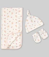 Starting Out Baby Girls Ballet Print Knotted Beanie, Mittens & Blanket Set