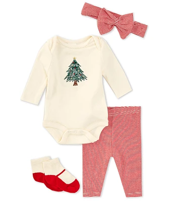 Starting Out Baby Girls Newborn-18 Months My 1st Christmas Long Sleeve Bodysuit & Stripe Leggings Set